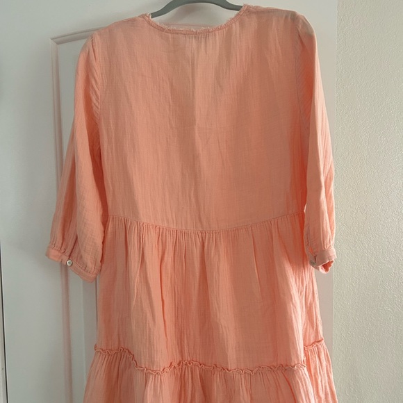 Zara Peach Tiered Mini Dress with 3/4 Sleeves - Picture 5 of 6
